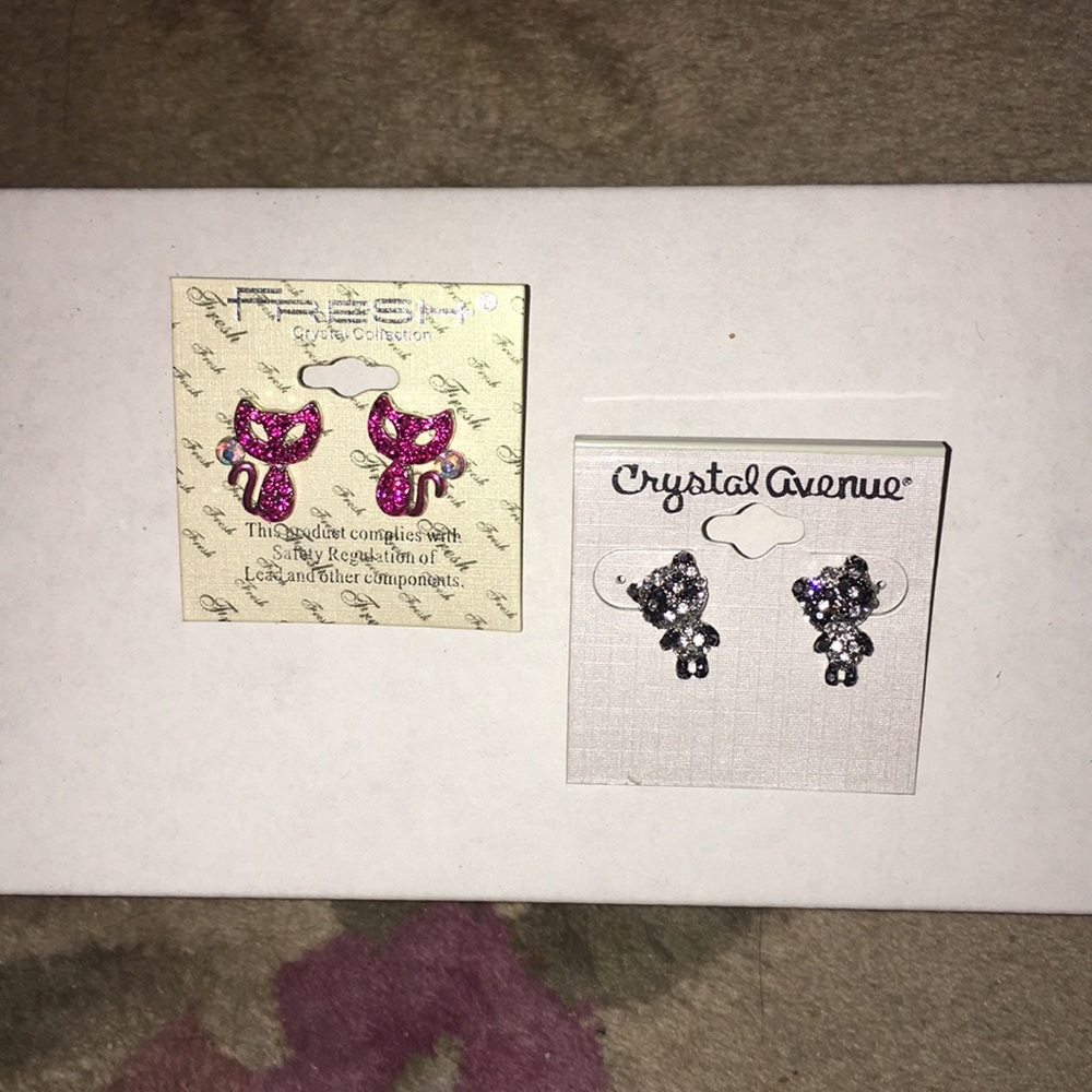 cat & panda dangle earrings